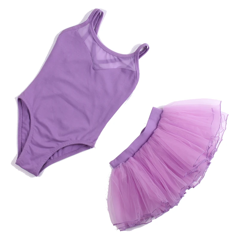 Черный фиолетовый балетный купальник для девочек хлопковое боди с несколькими