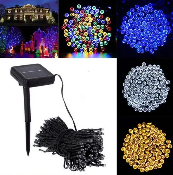 50/200/500 Led Солнечная Фея светильник уличный Водонепроницаемый уличная гирлянда домики рождественские украшения для сада строка светильник полоса цепь - Испускаемый цвет: 7m 50leds string