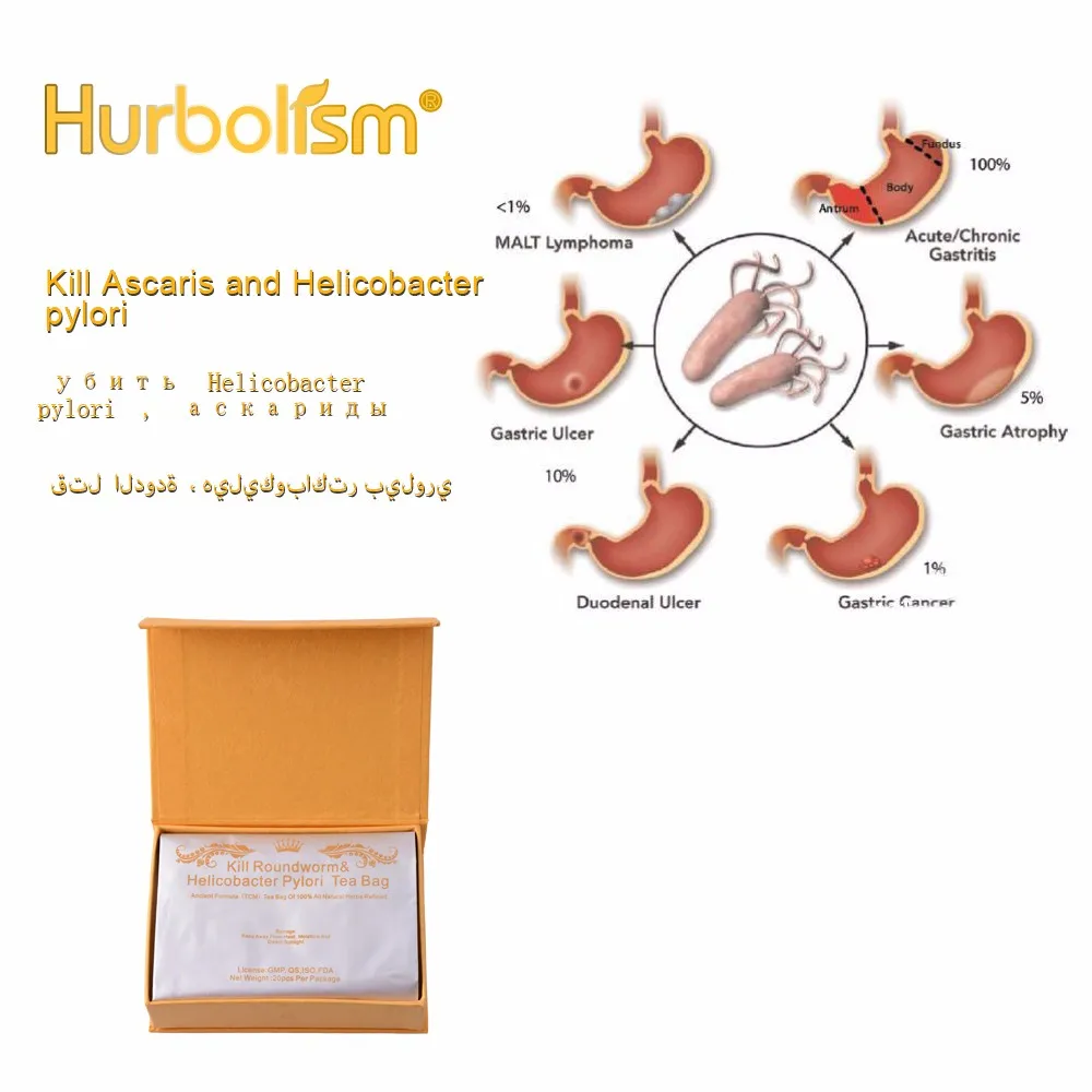 Hurbolism kill roundworm& helicobacter pylori чайный пакет из натуральной формулы убить паразитов, защитить внутренние органы, очистить haslet
