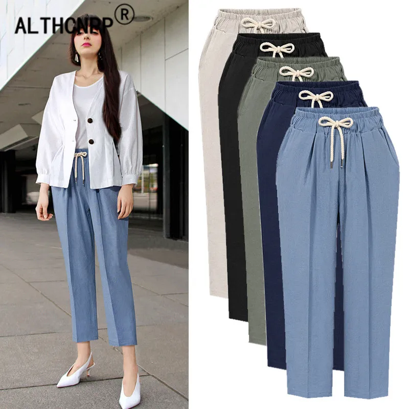 

M-6XL Plus Size Streetwear Harem Pants Spring High Waist Women Pants Korean Loose Was Thin Casual Trousers Women pantalon femme