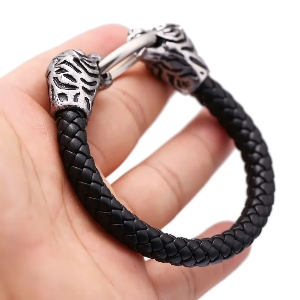 

2016 Wholesale Fashion Animal Jewelry Tiger Men's Bracelets Genuine Leather Bracelet male Vintage creative Boutique