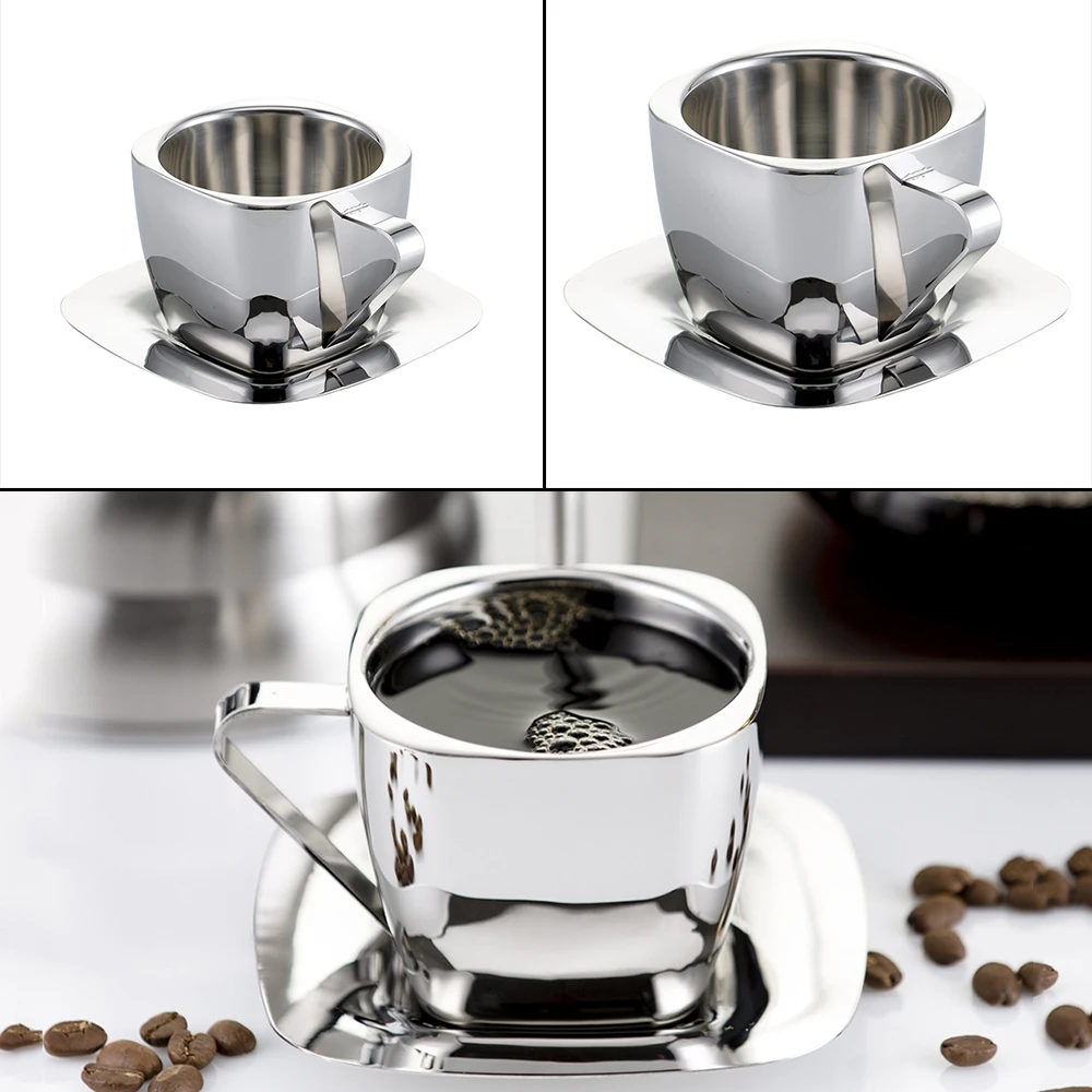 Новый креативный двойной термос кружка набор из нержавеющей стали квадратные