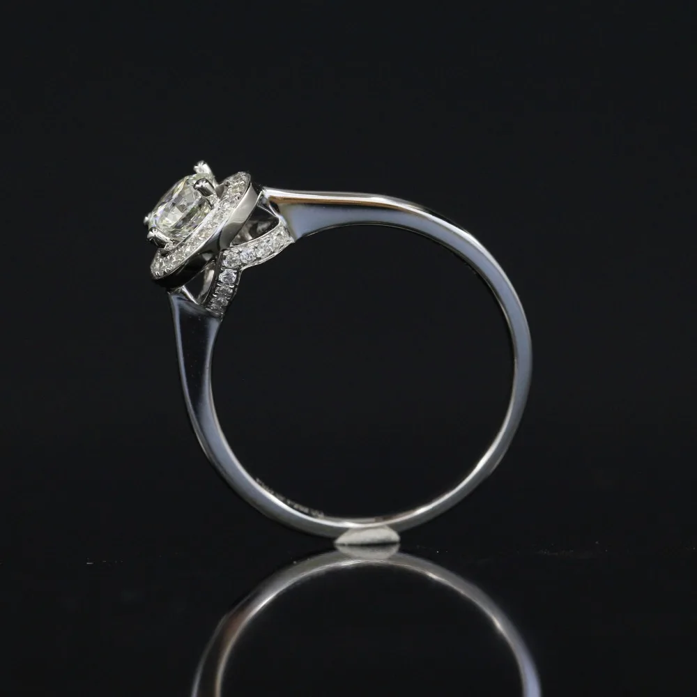 LASAMERO 0.535CT H/SI круглая огранка Halo Кольцо с натуральным бриллиантом для женщин 18 k Белое Золото сертифицированное обручальное кольцо Валентина
