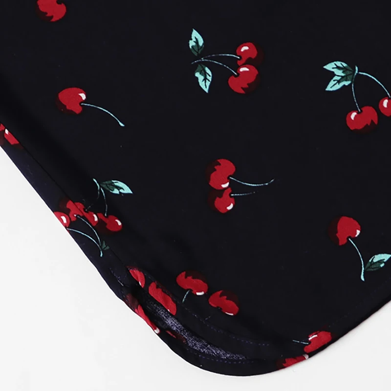 Dotfashion, темно-синий, с принтом вишни, с рюшами, на бретельках и штанах, пижамный комплект, сексуальная пижама для женщин,, Летняя Повседневная Домашняя одежда, кавайное ночное белье