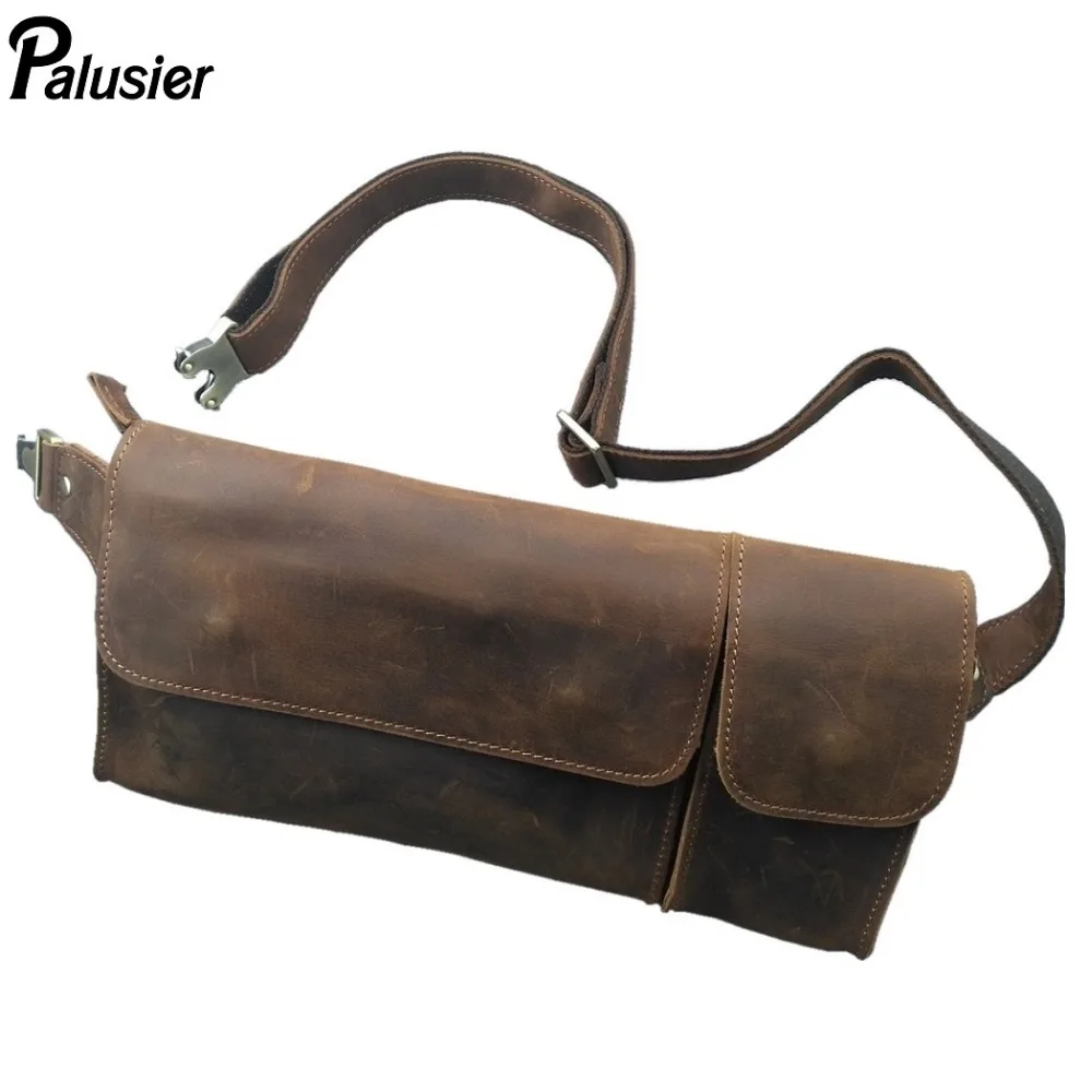Поясная Сумка из натуральной кожи для мужчин и женщин в стиле ретро|leather waist bag|waist