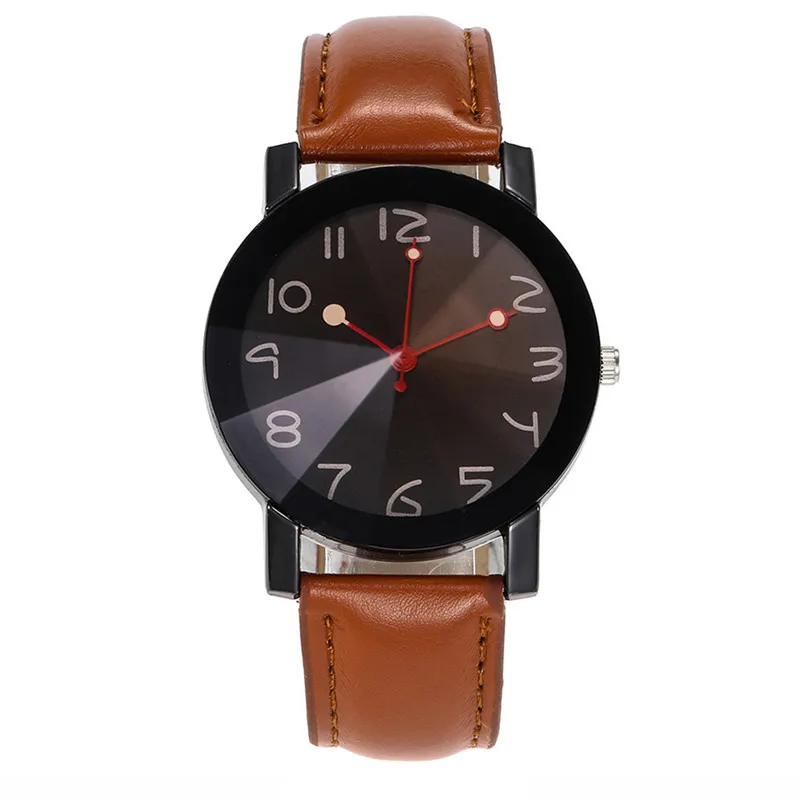 Женские часы с кожаным ремешком и круглым стеклянным циферблатом аналоговые