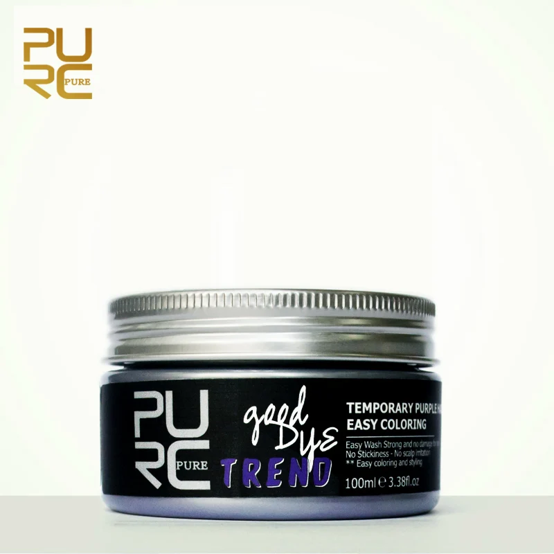 PURC временные волосы цвет помады воски фиолетовый волос воск грязи одноразовые DIY