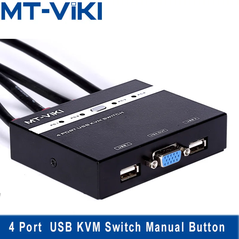 Mt-Viki 4 Порты и разъёмы коммутатор VGA USB KVM переключатель с проводной пульт