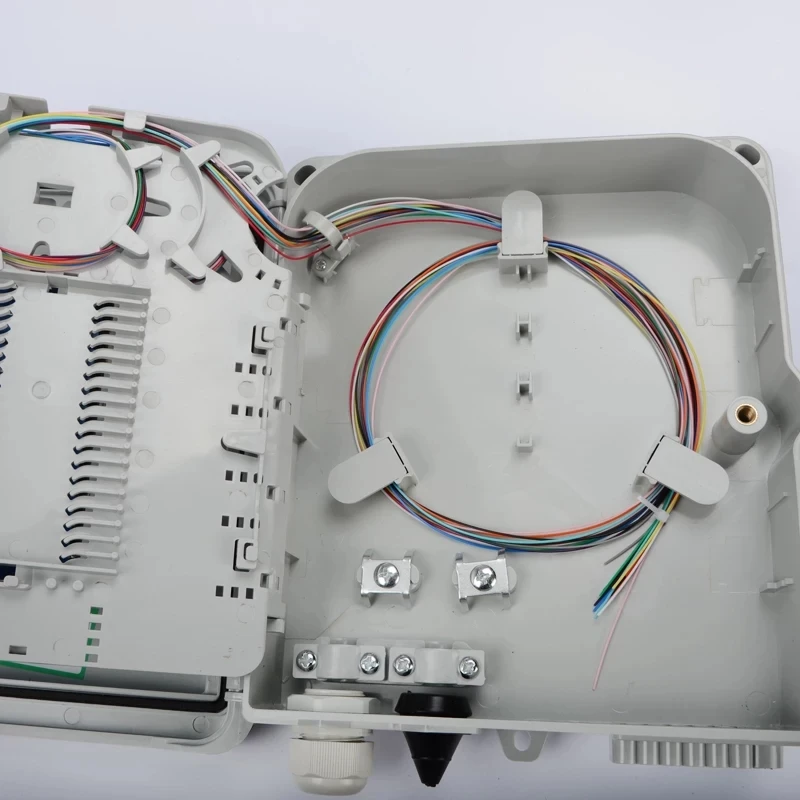 12 core FTTH distribution box fully installed with SC fiber optic adapter&pigtails 255*220*70mm junction box IP55 indoor outdoor