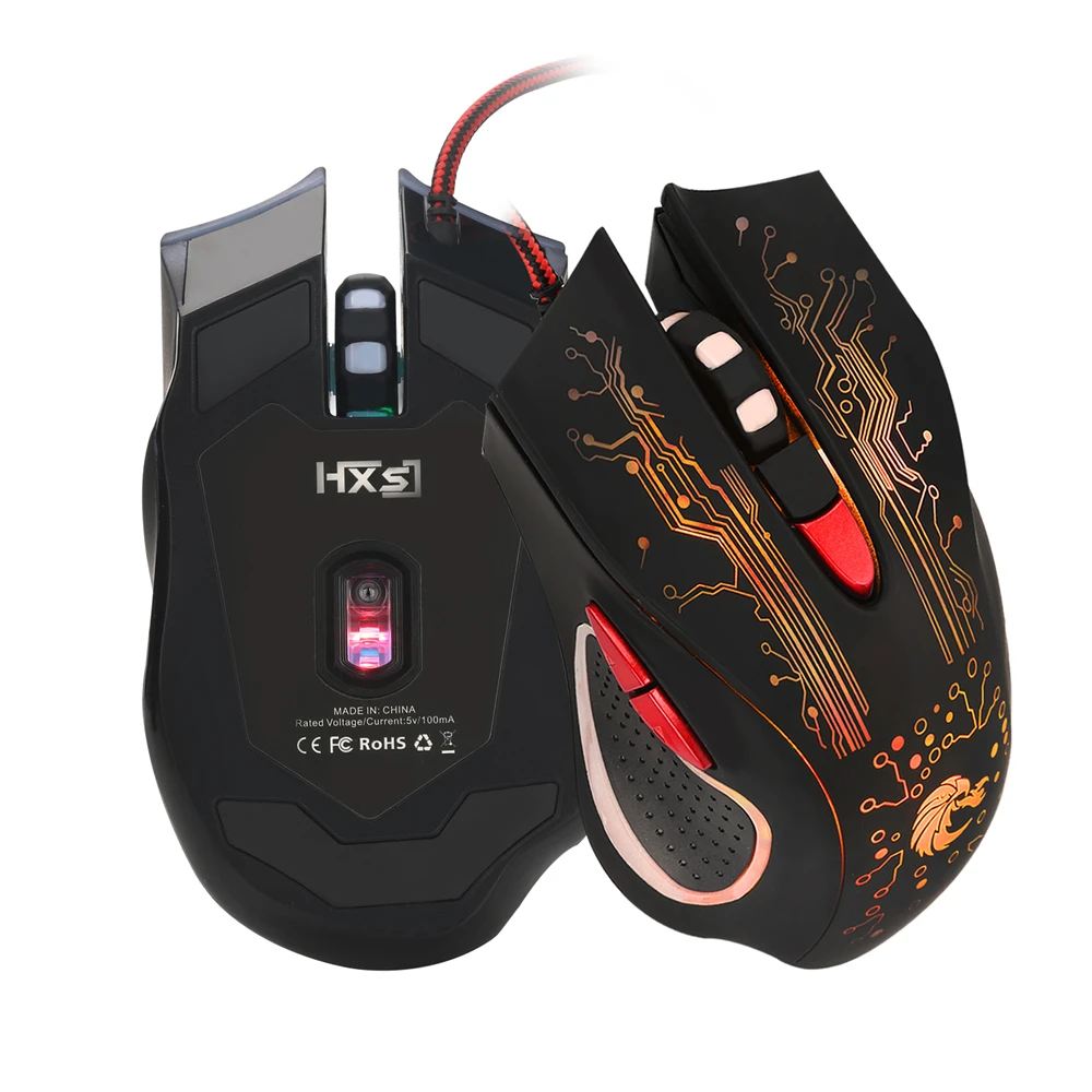 

Optical Game Mouse 3200DPI 6 Color Breathing Backlit 7 Button Gamers Egonomic Design Black mouse for pc computer overwatch dota2