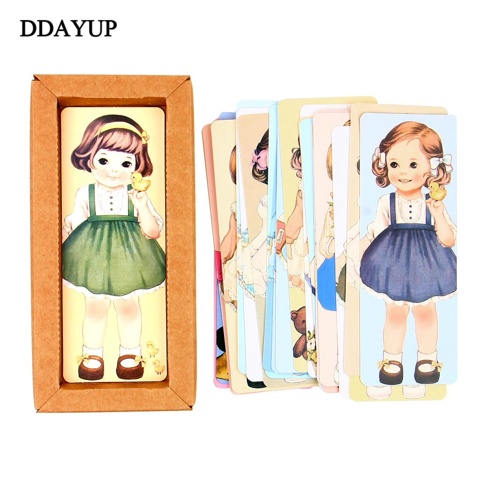 Cute Kawaii Curly Girl Dolls Paper Bookmark Cartoon Vintage Book Mark Stationery Gift Office School Supplies|paper bookmark|bookmark cartooncartoon