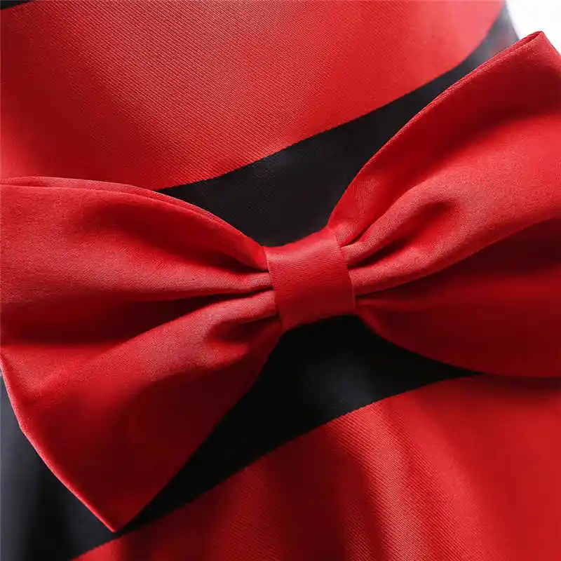 

Cotton Sleeveless Knee-Length Baby Girls Formal Ball Gown Striped Princess Dress Female Kids Bow Mesh Dresses Wedding Dress