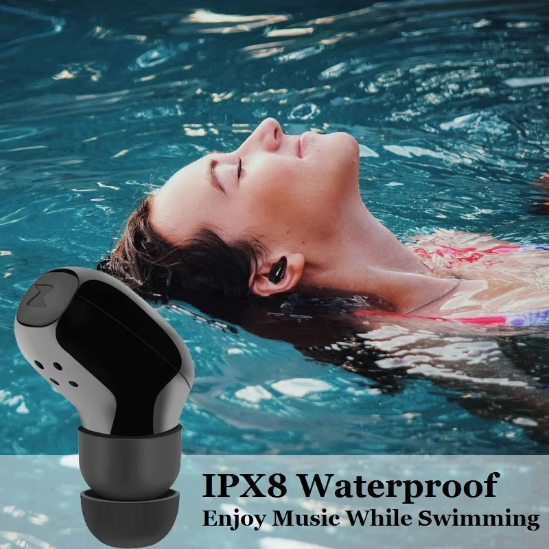 Мини Bluetooth беспроводная гарнитура для наушников IPX8 водонепроницаемые спортивные