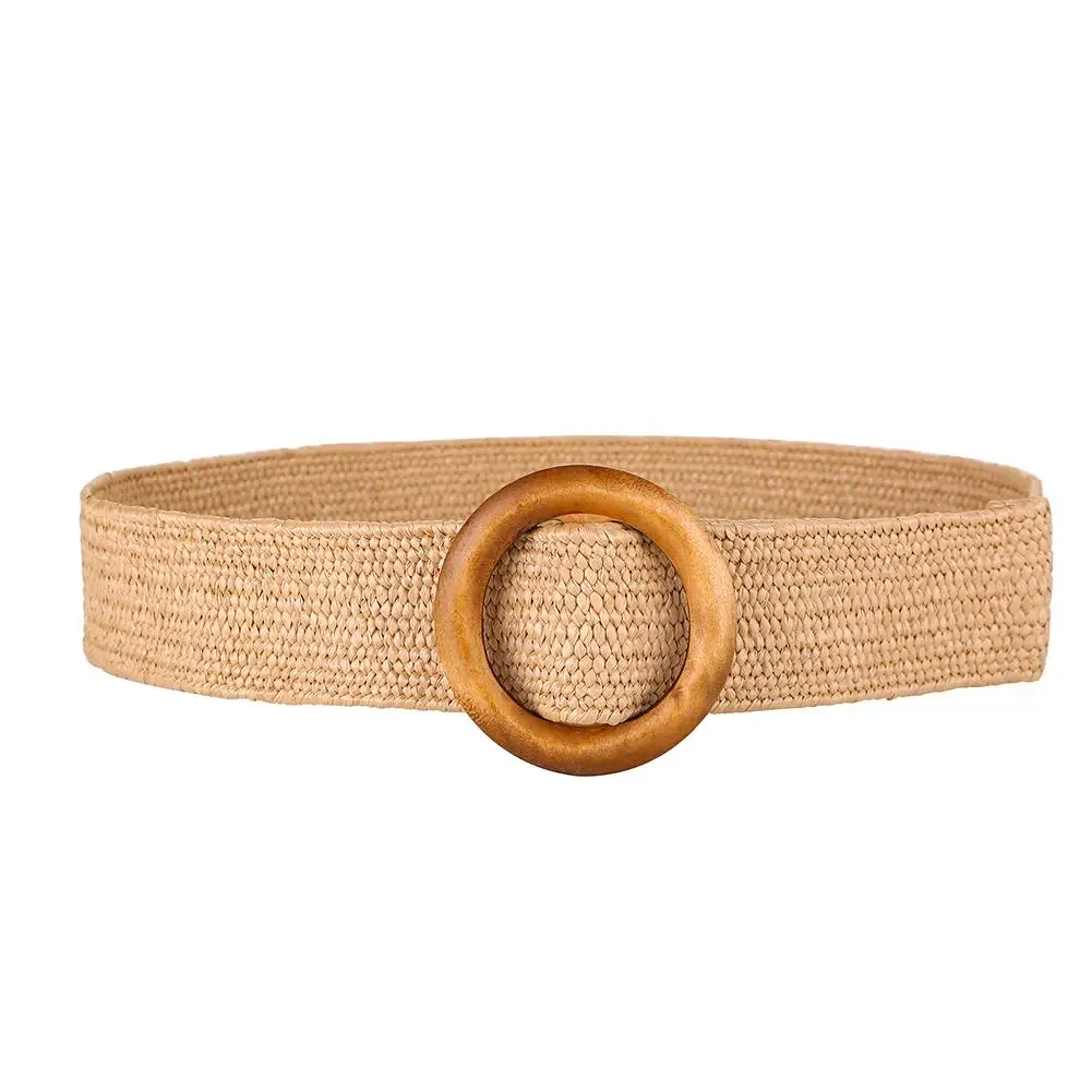 Плетеный ремень с деревянной пряжкой женское повседневное однотонное роскошное