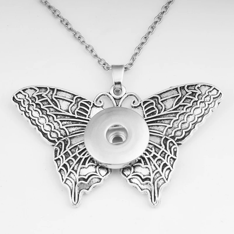 18mm snap Necklace Винтажный Крест Любовь цветок бабочка Сова DIY 18 мм Кнопка ювелирные изделия свитер цепь ожерелье NC6051 - Окраска металла: 18mm snap Necklace
