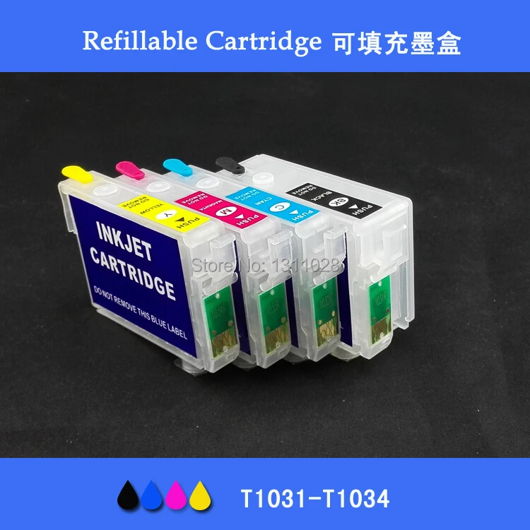 

T1031-T1034 Refillable ink cartridge for Stylus T40W/TX600FW/TX550W/TX610 with auto reset chip ARC,1 set,4 PCS, free shipping