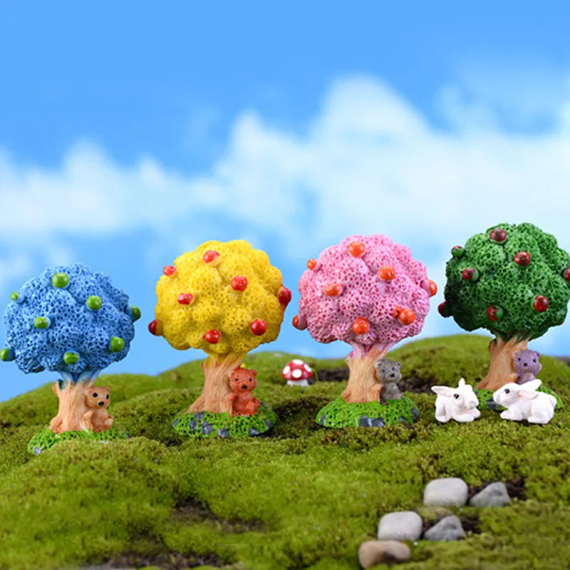 2 шт. искусственный APPLE Медведь Дерево миниатюрный сказочный сад дома украшения