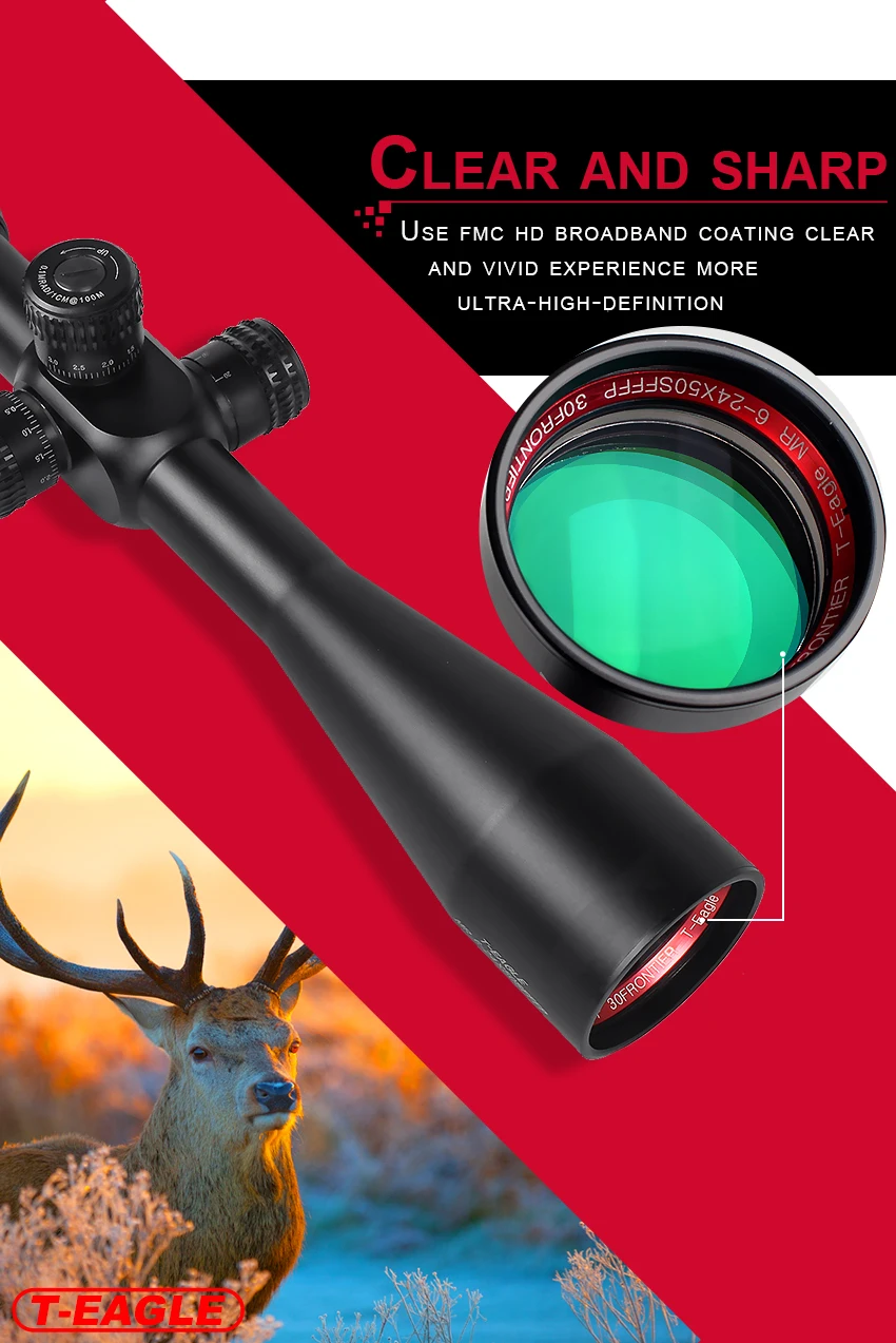 T-Eagle MR6-24X50SF FFP HD тактический прицел AirRifle sniper охотничья Оптика прицел винтовки cope airrifle huntinggun аксессуары