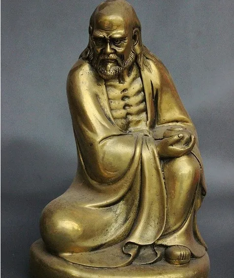 YM 316 9 &quotТибетский буддизм Mahayana латунный Arhat Damo Bodhidharma Dharma статуя Будды|Статуи и
