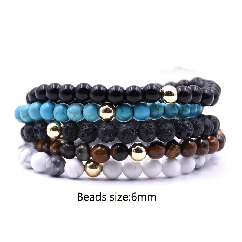 Браслет с бусинами из лавового камня 6 мм мужские браслеты ниток для женщин