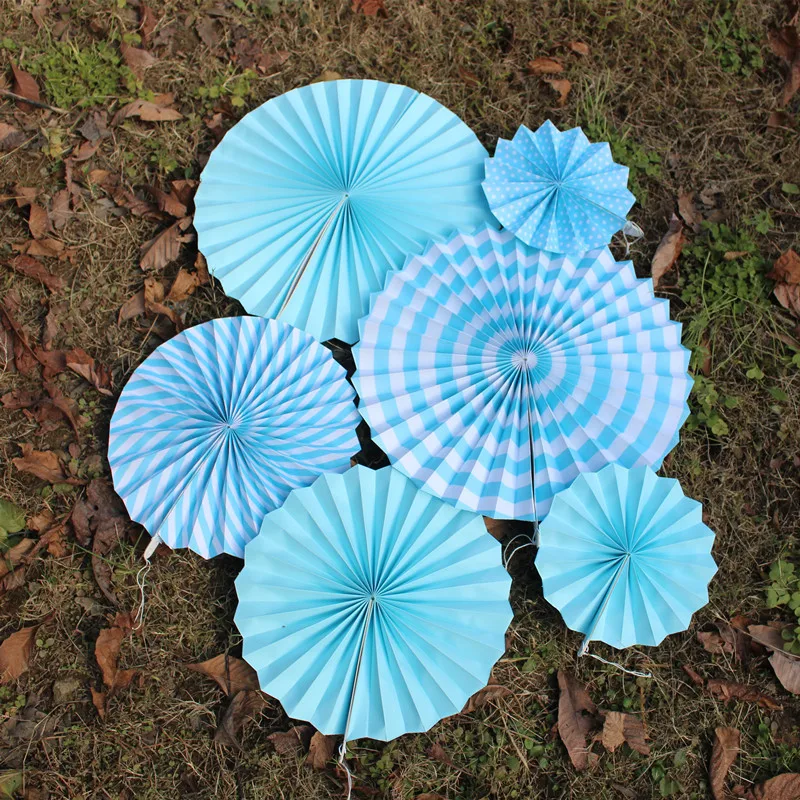 6 шт./компл. красочные бумажные вентиляторы круглые колеса день рождения