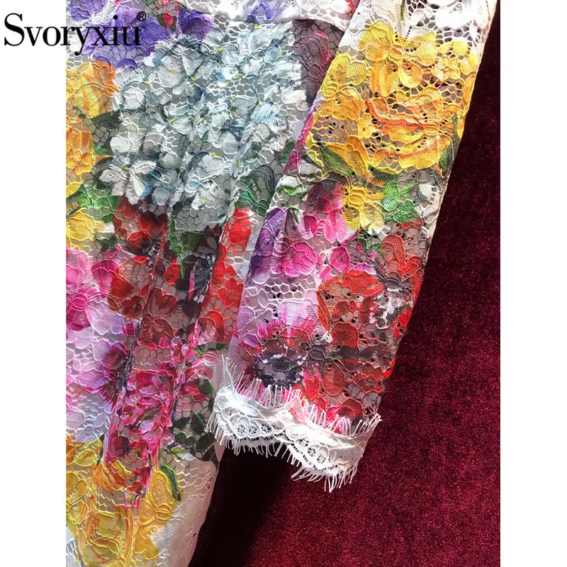 Женское элегантное длинное платье Svoryxiu, разноцветное вечернее платье с длинными рукавами, винтажным принтом в виде роз и цветными кружевами на осень и зиму