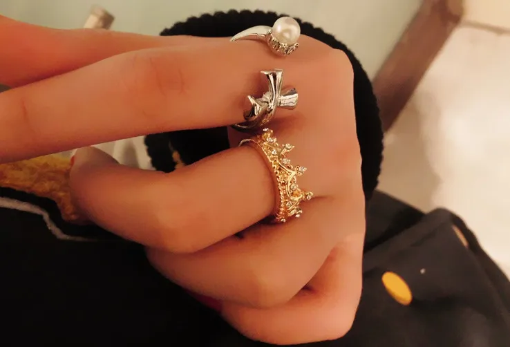 Cross pearl fashion joint ring opening free size for women jewely wholesale | Украшения и аксессуары
