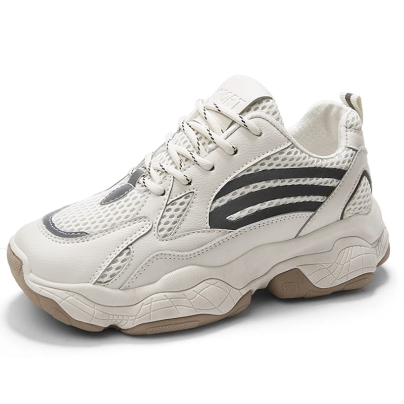 Женские кроссовки на толстой подошве повседневная обувь из дышащей сетки и