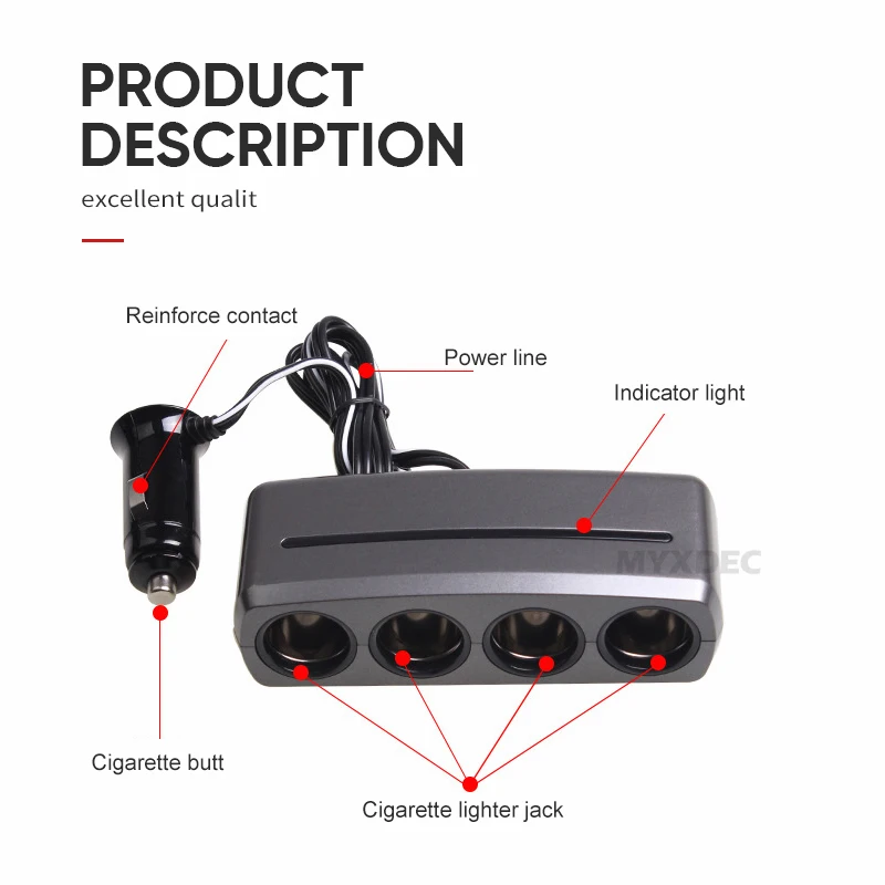 Авто розетка для автомобильного прикуривателя зарядное устройство 12 V/24 V 4 Way Splitter зарядное устройство Plug адаптер питания для iphone/samsung