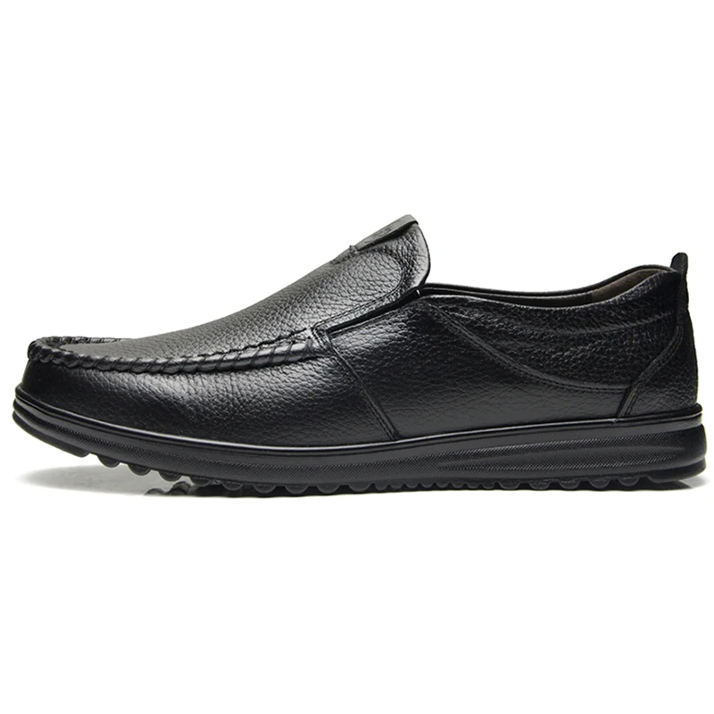 SHENGKUANG Genuine Leather Mens Shoes Slip-On Casual Black Brown Simple Style Leisure Shoe | Обувь