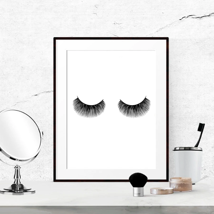 Eyelashes Fashion Print Wall Art Decor Modern Minimalist Beauty Product Lashes Poster Canvas Painting Girl Room Makeup | Дом и сад