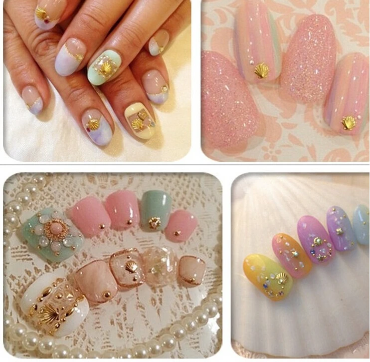 

1000PCS/Lot Lovely Gold Silver Rivet Shell Nail Art Stud Alloy Metal Jewelry 3D Nail Art Decoration