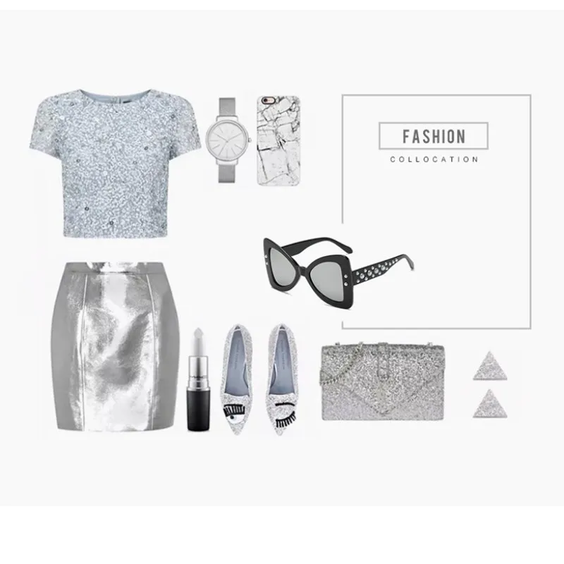 2018 новая тенденция Лук солнцезащитные очки личности жемчужно ног стильные