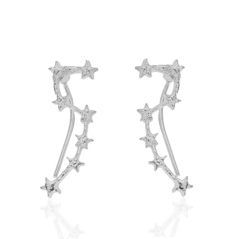 DoreenBeads Девушки Женщины сережки-гвоздики большие медведи Зодиак Созвездие ушные Альпинисты ушные ползунки золотой цвет/серебряный цвет 1 пара