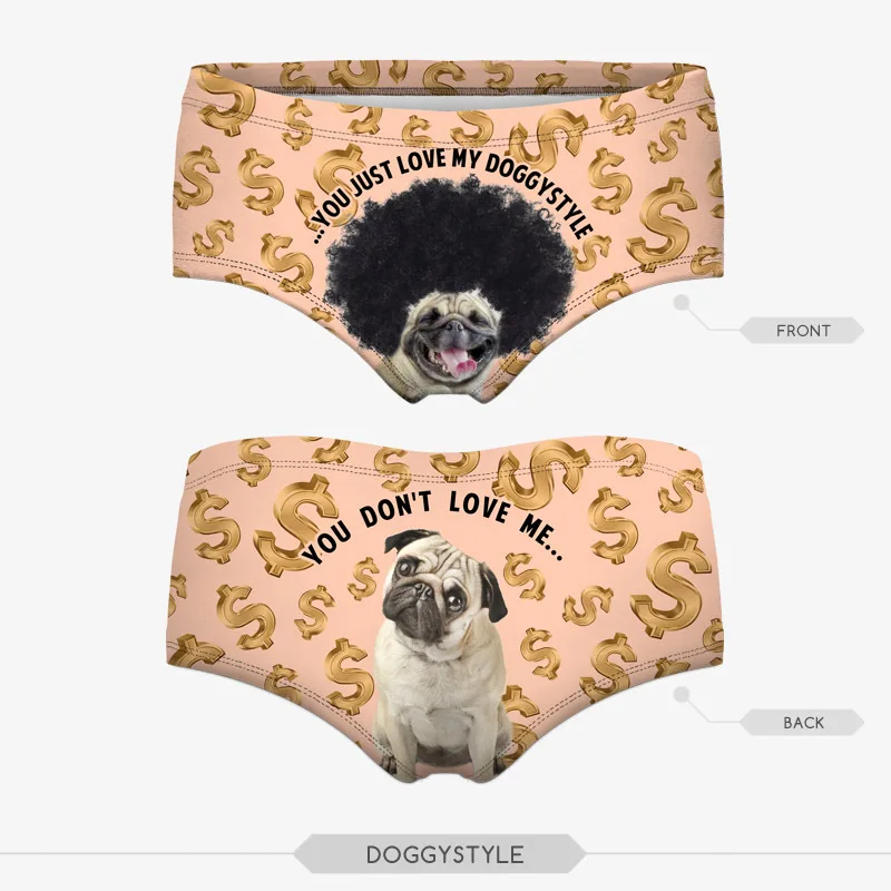 Women Briefs 3D animal dollar dog style hippop Beach wear Print Panties Underwear Girls Sexy Cute 2017 Safety Underpants |