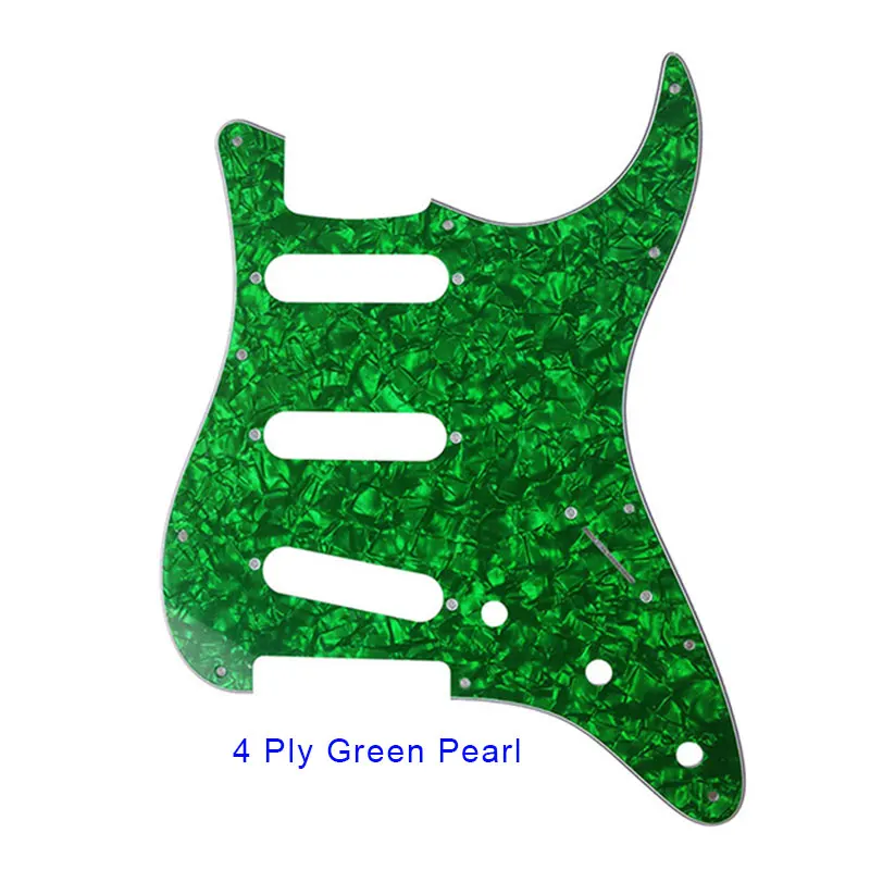 4 ply green pearl Pleroo гитарные части Strat guitar ra накладки с 11 винтами для Fender 62 'Stratocaster стандарт SSS ST гитарные царапины пластины - Цвет: 4 ply green pearl
