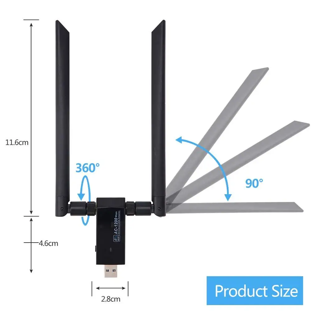 USB3.0 WiFi адаптер AC 1200 Мбит/с 5dBi двухдиапазонная антенна 2 4G/5G мини беспроводная