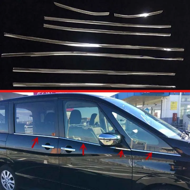 Для NISSAN SERENA C27 обшивка тела из нержавеющей стали для отделки окон