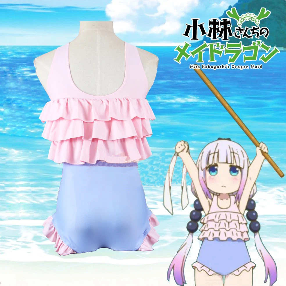 Купальный костюм с аниме Miss Kobayashi's Dragon Maid Kobayashi chi no maid dragon Kanna летний пляжный