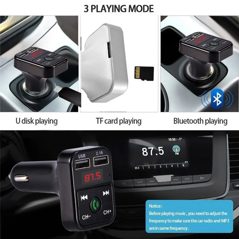 New High Quality Universal Fashion Durable FM Transmitter Bluetooth Car Kit MP3 Player LED Dual USB 4.1A Charger#276898 | Автомобили и