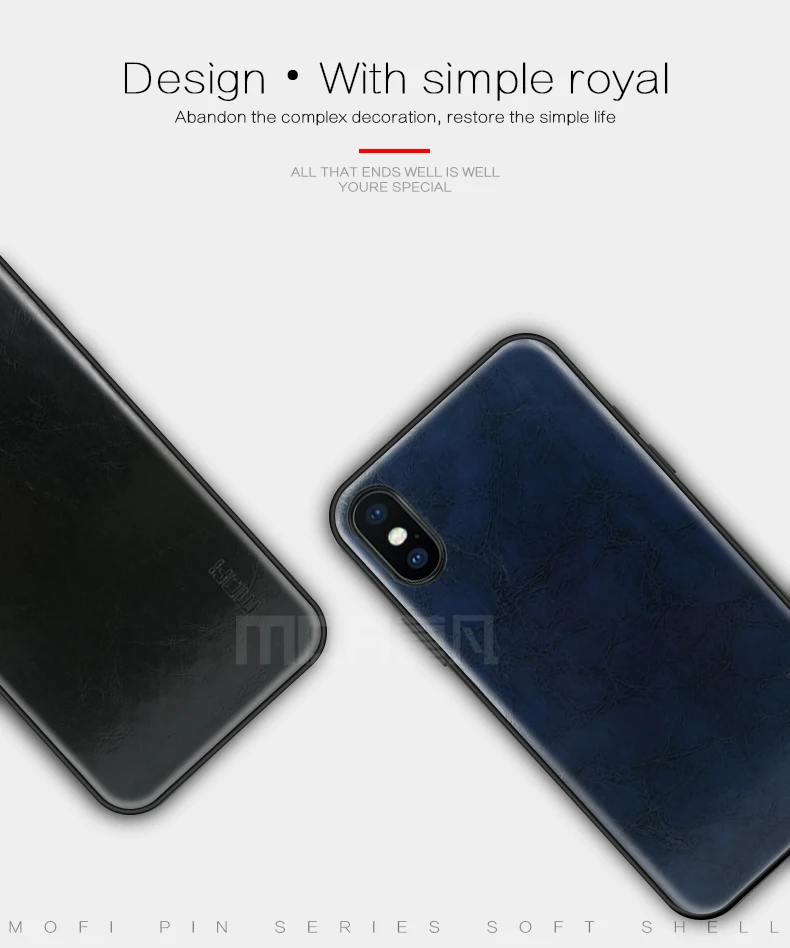 Чехол для iPhone X оригинальный роскошный силиконовый чехол MOFI из ПУ кожи защита