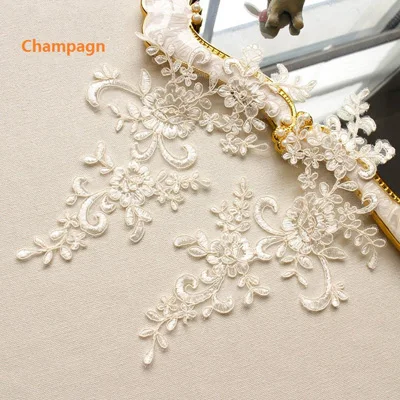 Champagne 4 шт. 25*12,5 см 16 цветов на выбор Свадебные платья Кружевная аппликация аксессуары вышивка Кружевная аппликация Ткань Отделка - Цвет: Champagne
