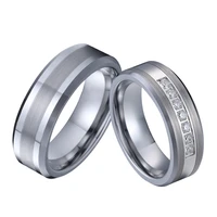 alliance mens and ladies tungsten ring with stone 8mm wedding band couple rings set for men and women