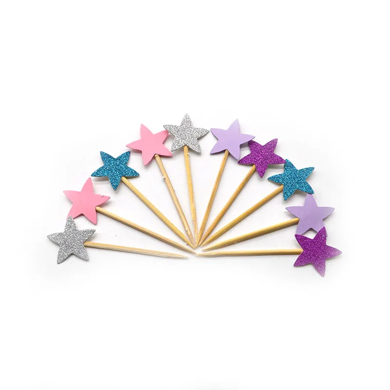 40 шт./лот мини Звезда Милая бумажная капкейка Топпер торт топперы для DIY детей
