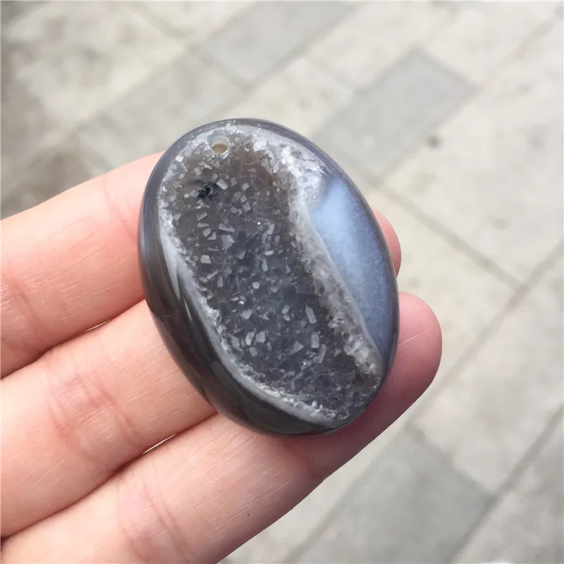 1 шт. Подвеска из натурального агата и геода полированный драгоценный камень