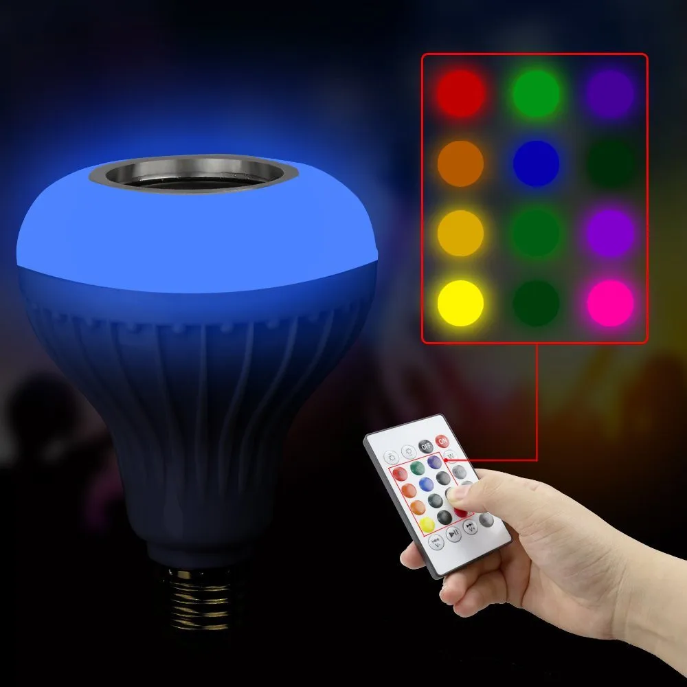 Smart RGB RGBW Wireless Bluetooth Speaker Bulb Music Playing Dimmable LED Light Lamp with Keys Remote Controller#X | Лампы и освещение