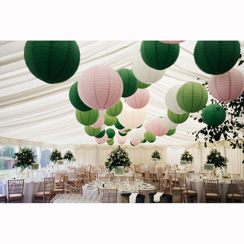 12 шт./компл. бумажный фонарь разных размеров Круглые разноцветные зеленые