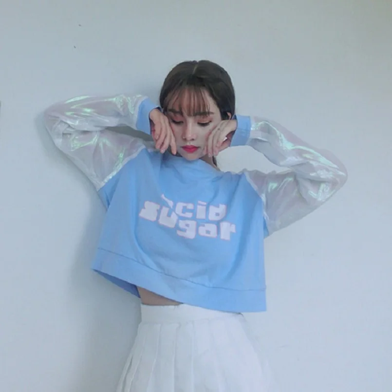 2018 для женщин Корейский Ulzzang Harajuku школа мечта шить короткие укороченная футболка