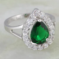 women jewelry best gift white gold green crystal wedding rings fashion jewellery size 5 25 7 5 jr026