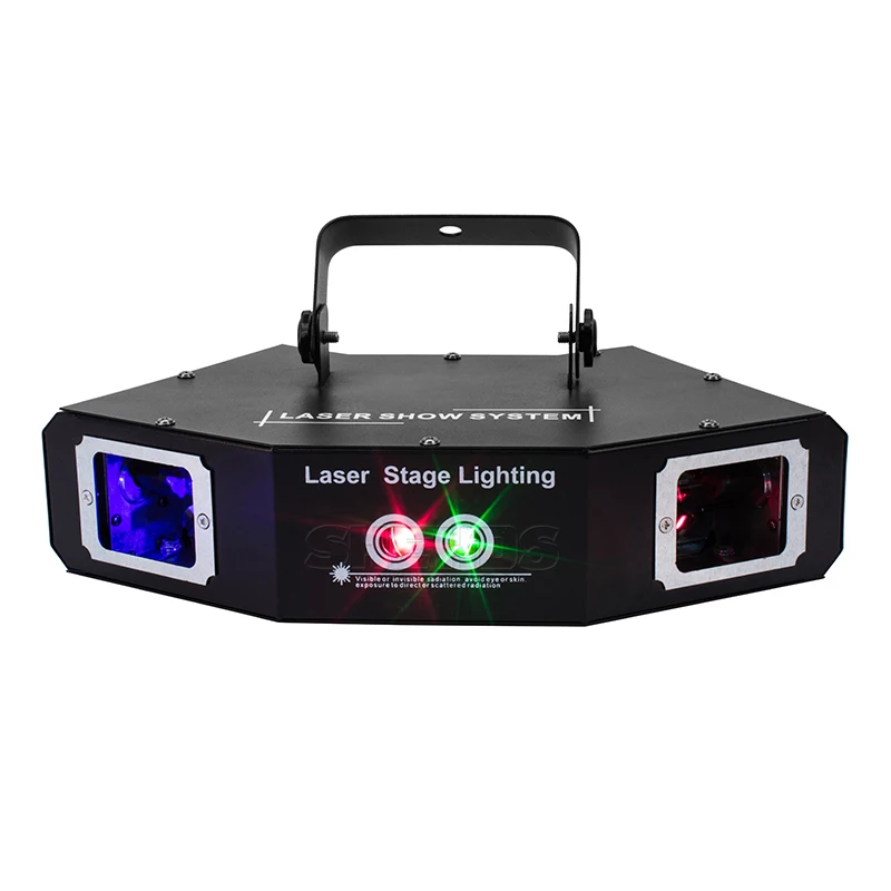 Четыре глаза красный зеленый синий секторный сканер гобо лазер DMX512 сценический эффект Освещение хорошо для DJ Дискотека вечерние свадебные украшения и бар